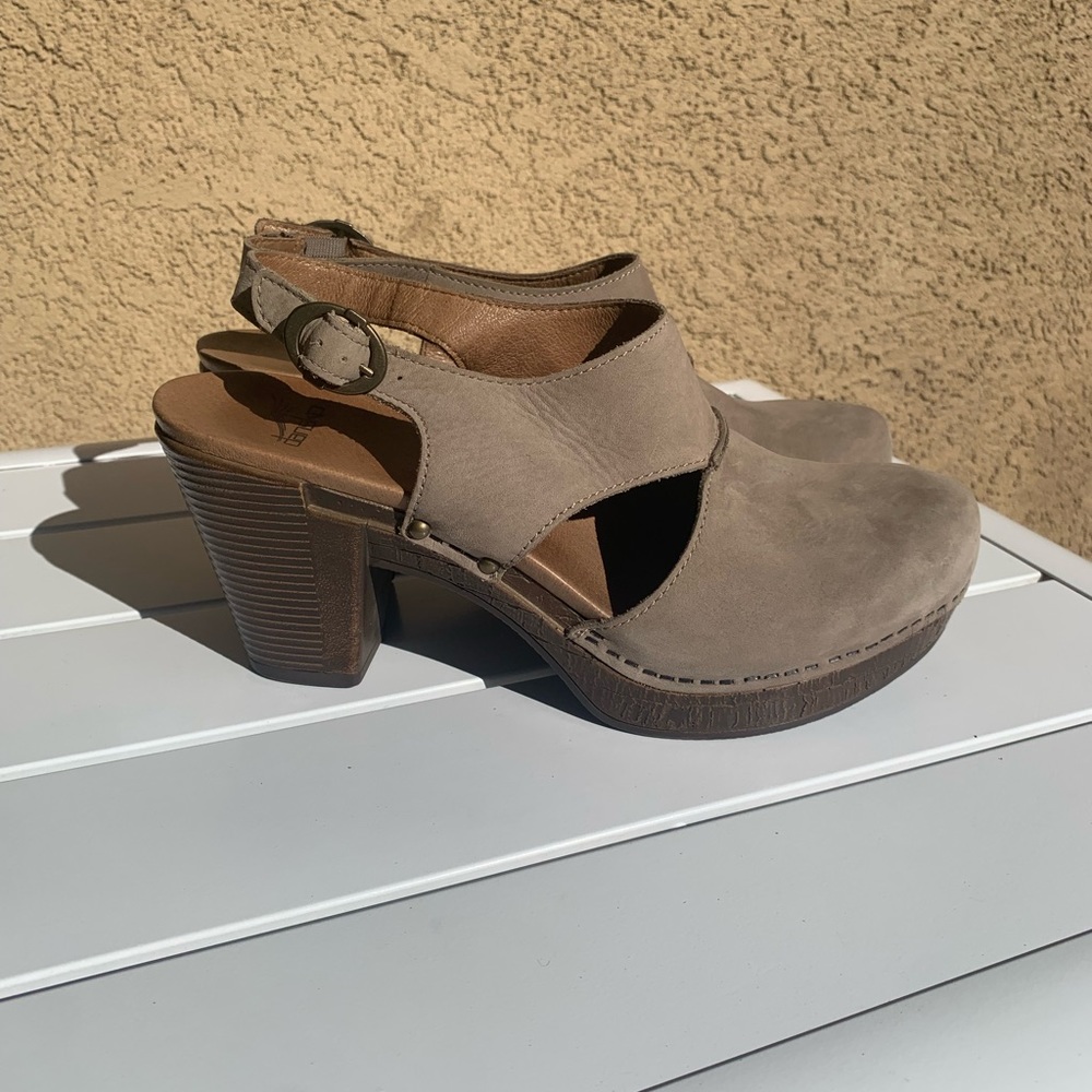 Dansko Taupe Leather Mules